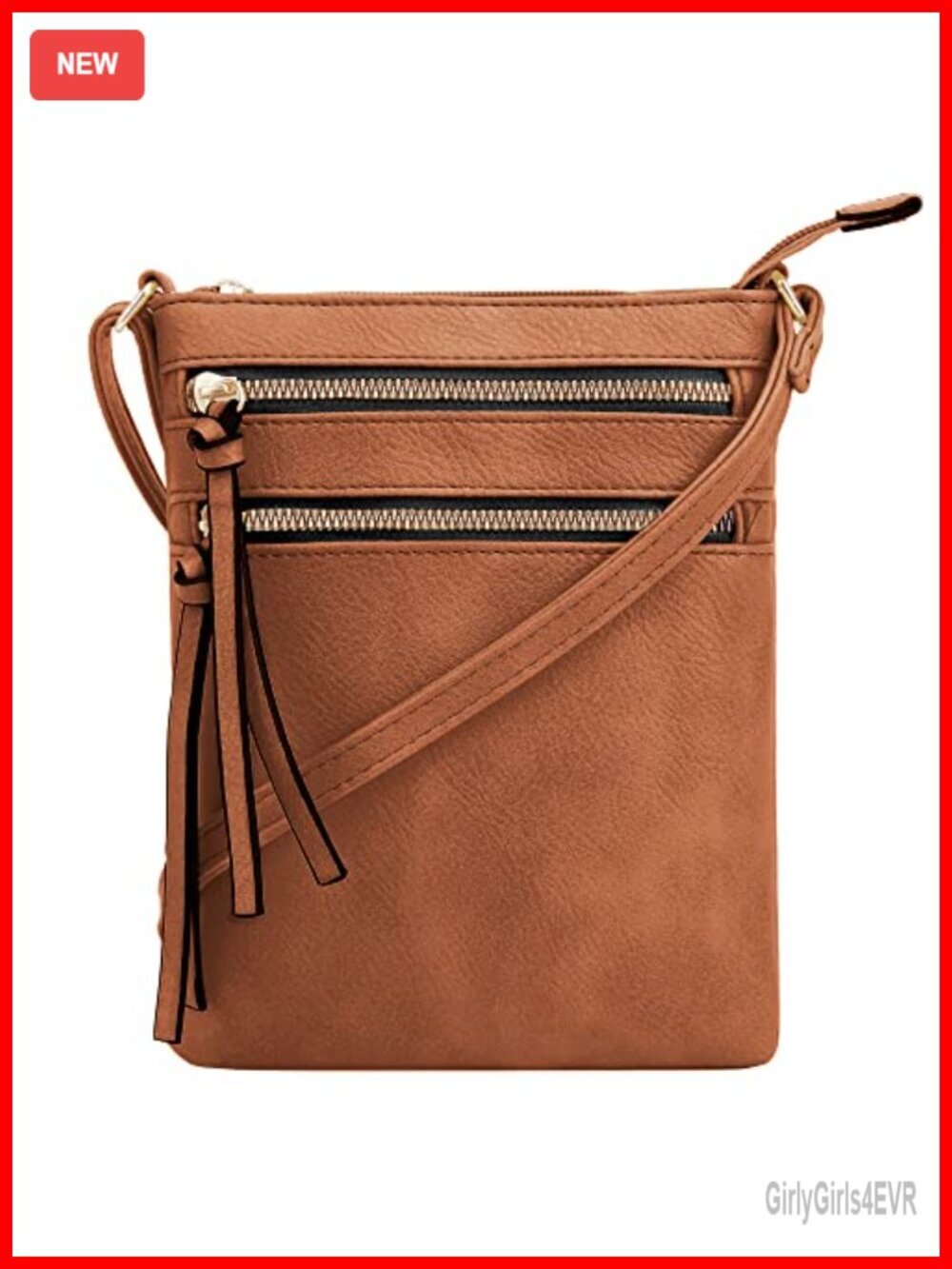 Crossbody Purse Bag Multi Pocket Zipper Faux Leather Shoulder Bag
